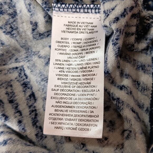 RALPH LAUREN Blouse Top Shirt Linen Blend Size 2X Blue Short Sleeves Tie Front - Picture 6 of 8